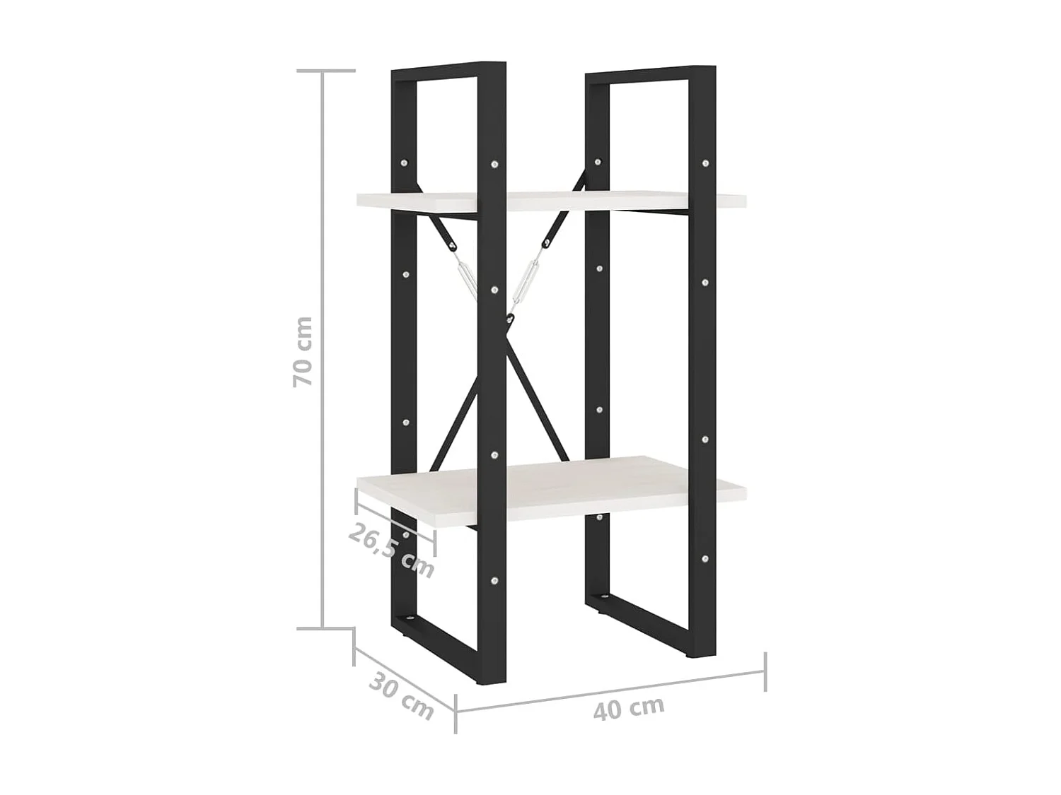 Estante com 2 prateleiras 40x30x70 cm pinho maciço branco