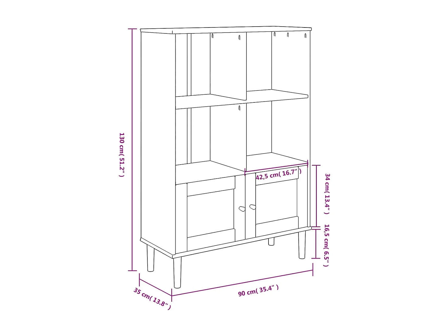 Bücherschrank SENJA Rattan-Look Braun 90x35x130 cm Kiefernholz