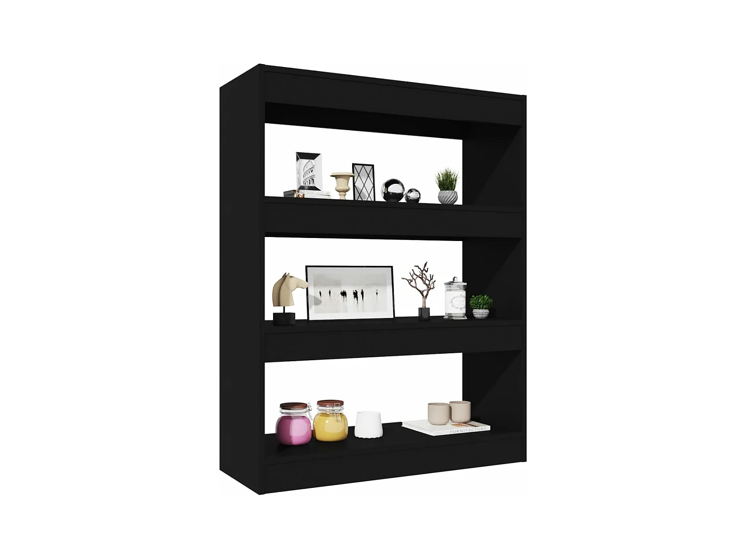 Bibliothèque/Cloison Noir 80x30x103 cm Bois d'ingénierie