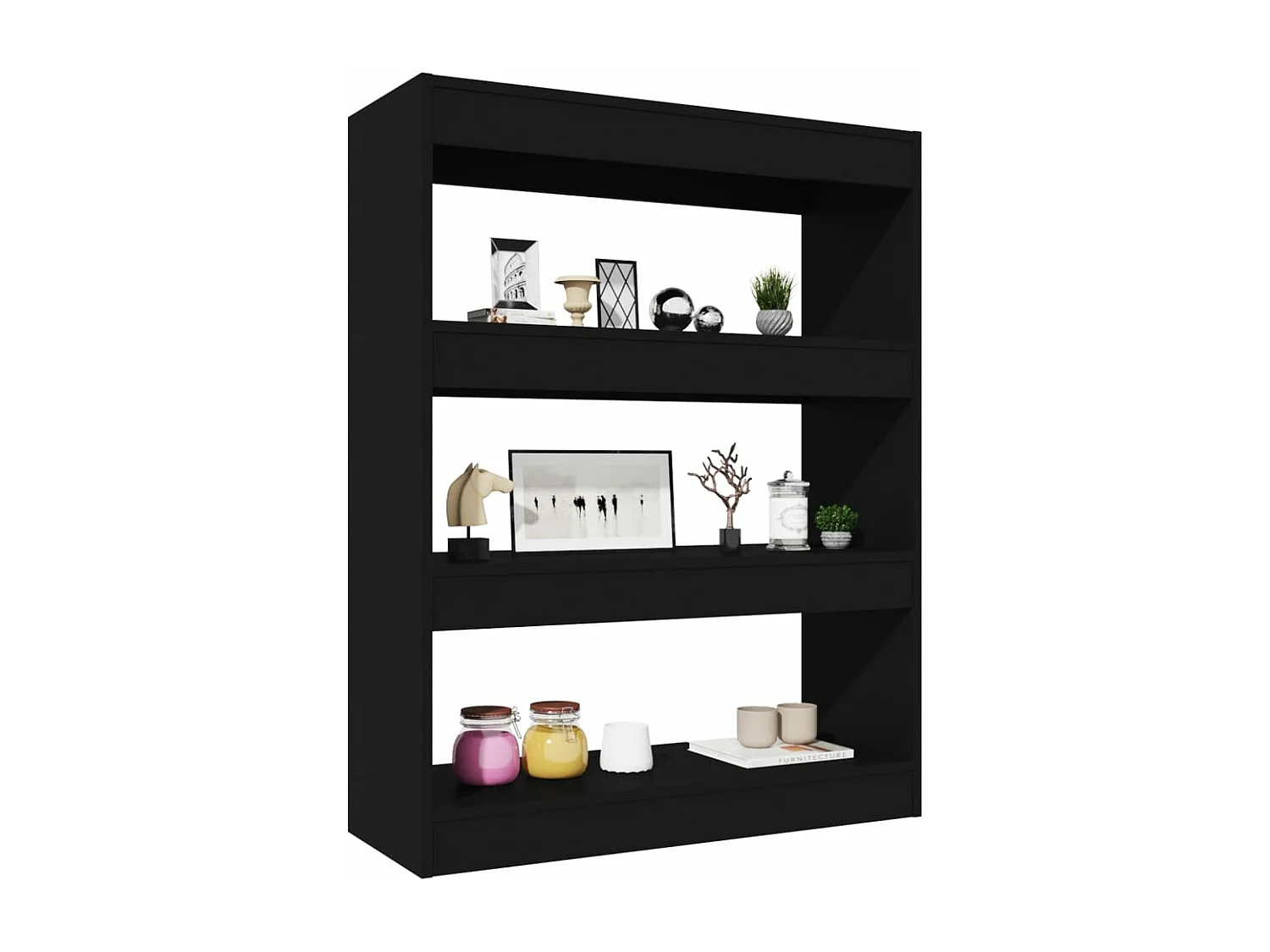 Bibliothèque/Cloison Noir 80x30x103 cm Bois d'ingénierie