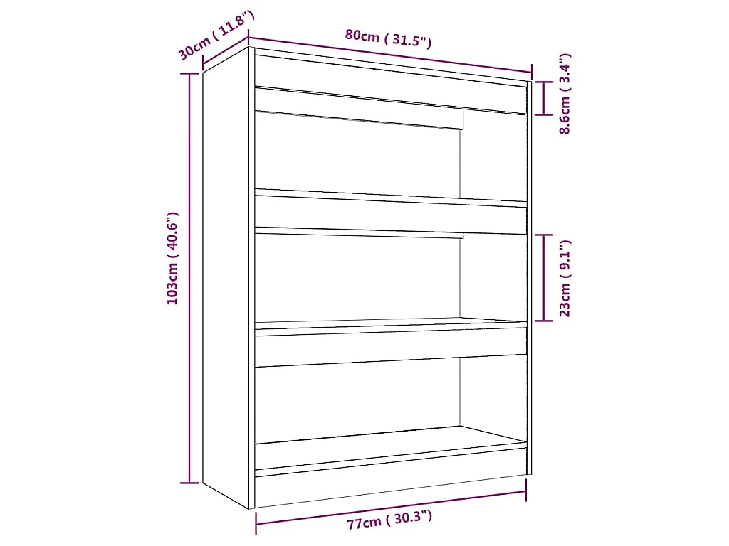 Bibliothèque/Cloison Noir 80x30x103 cm Bois d'ingénierie