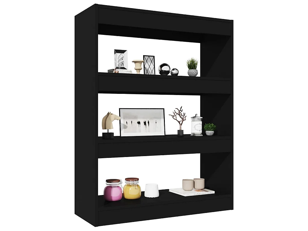 Bibliothèque/Cloison Noir 80x30x103 cm Bois d'ingénierie