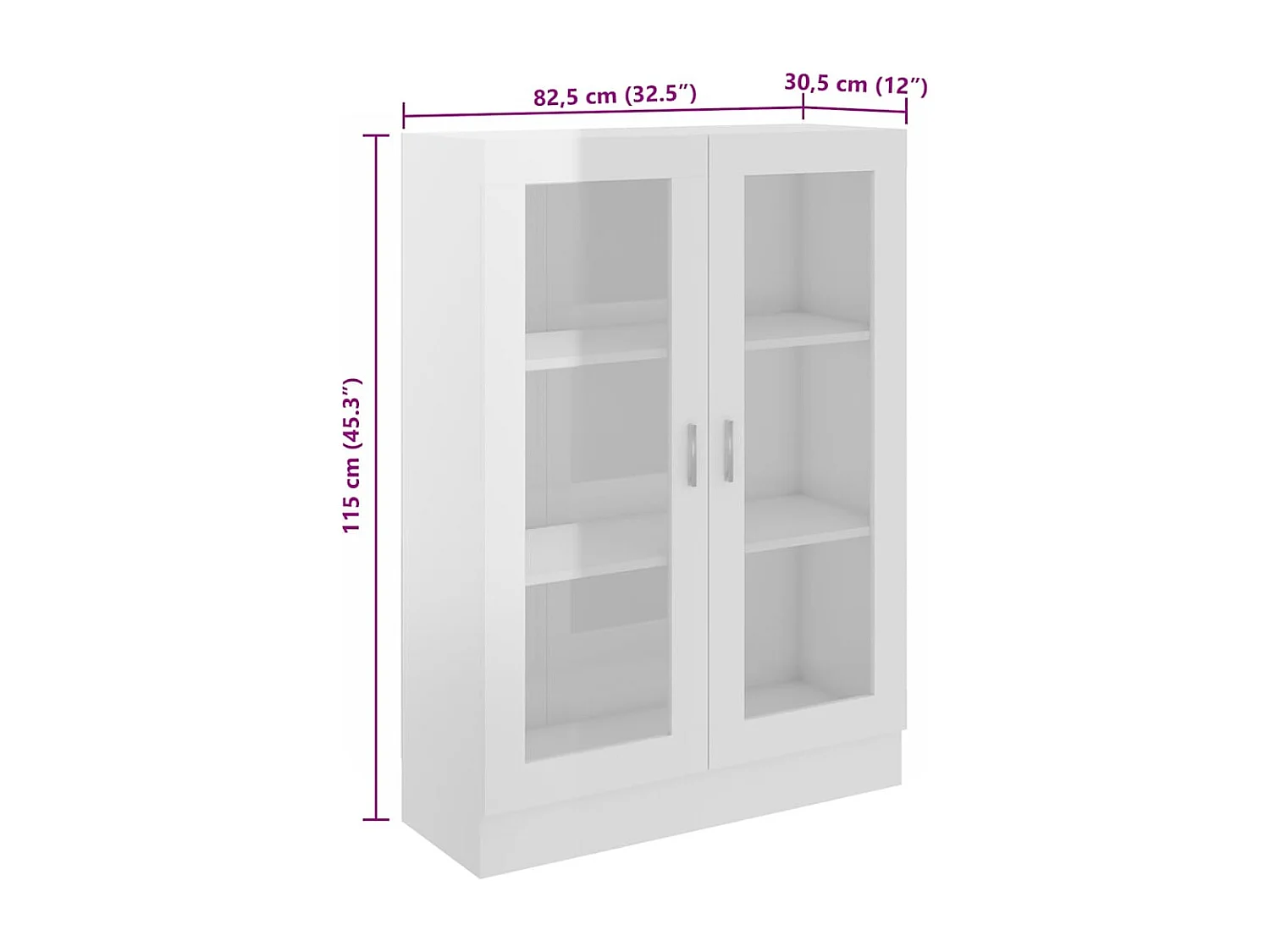 Vitrinenschrank Hochglanz-Weiß 82,5x30,5x115 cm Holzwerkstoff