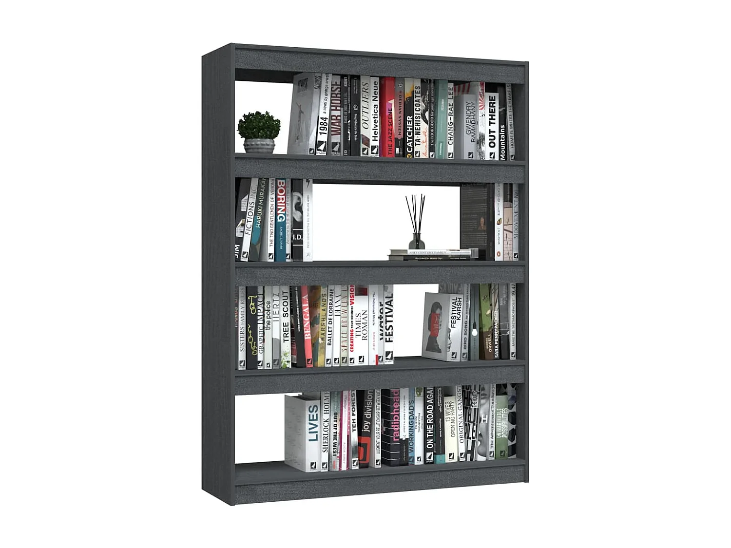 Bibliothèque/Séparateur de pièce Gris 100x30x135,5cm Pin massif