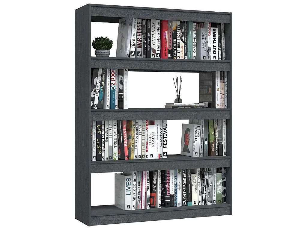 Bücherregal/Raumteiler Grau 100x30x135,5 cm Kiefer Massivholz