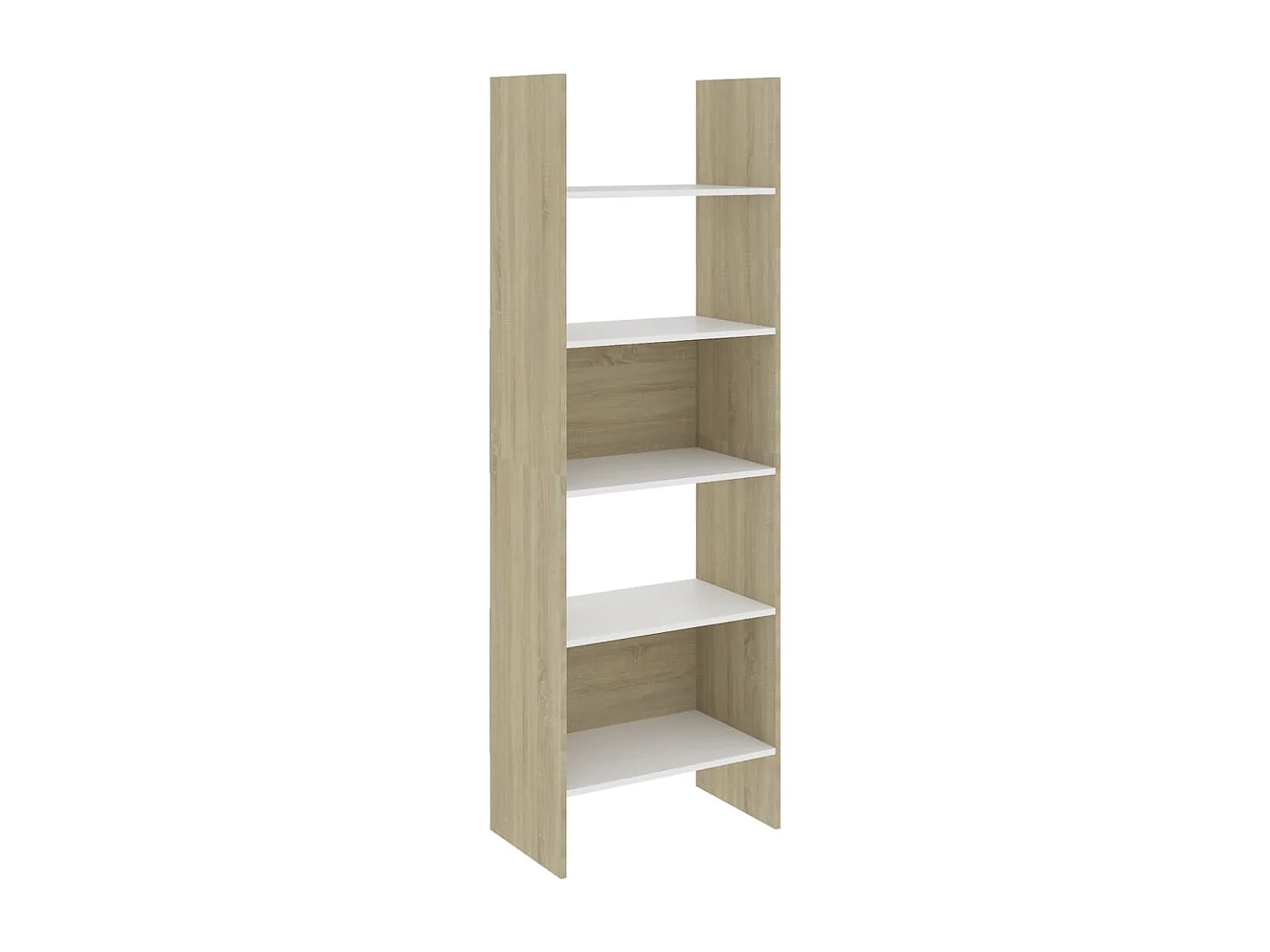 Bibliothèque Blanc et chêne sonoma 60x35x180 cm Bois ingénierie