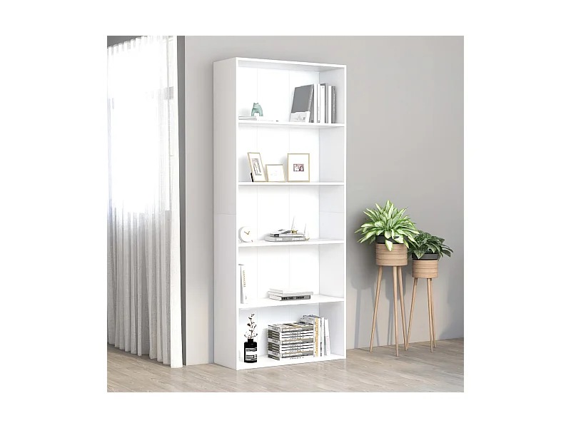 Bibliothèque à 5 niveaux Blanc 80x30x189 cm Bois d'ingénierie