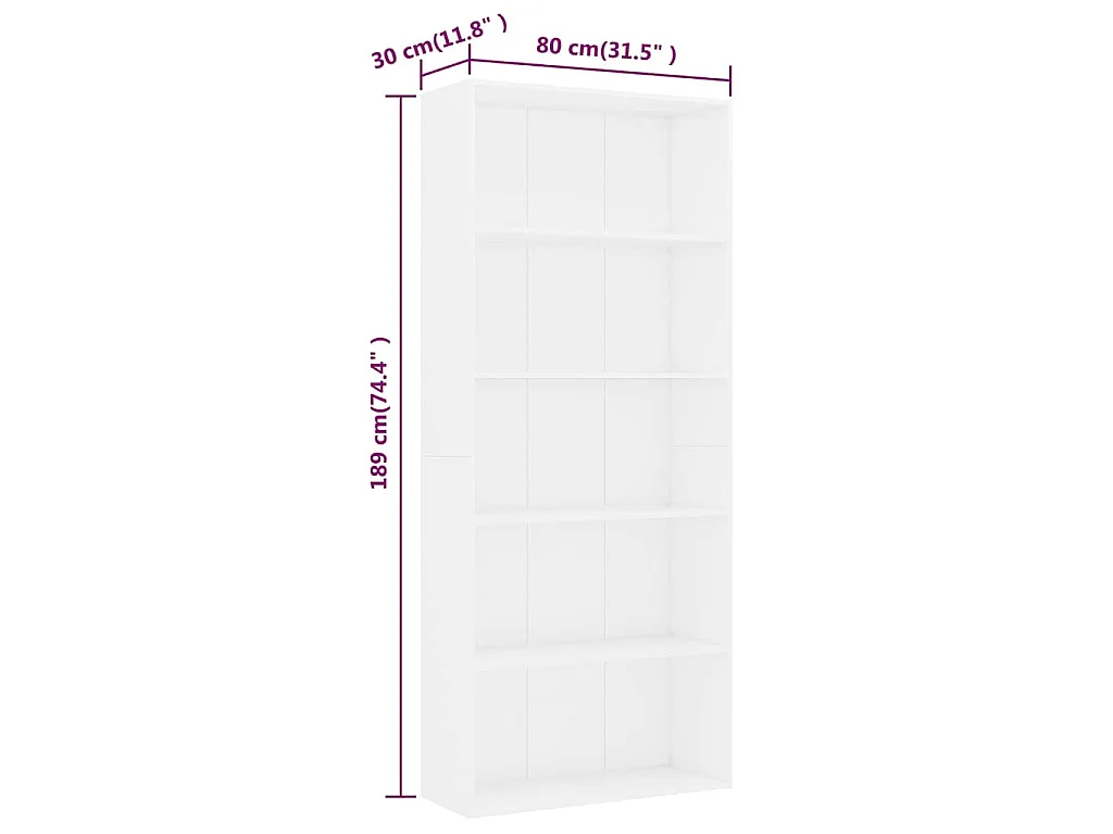 Estante com 5 prateleiras derivados de madeira branco