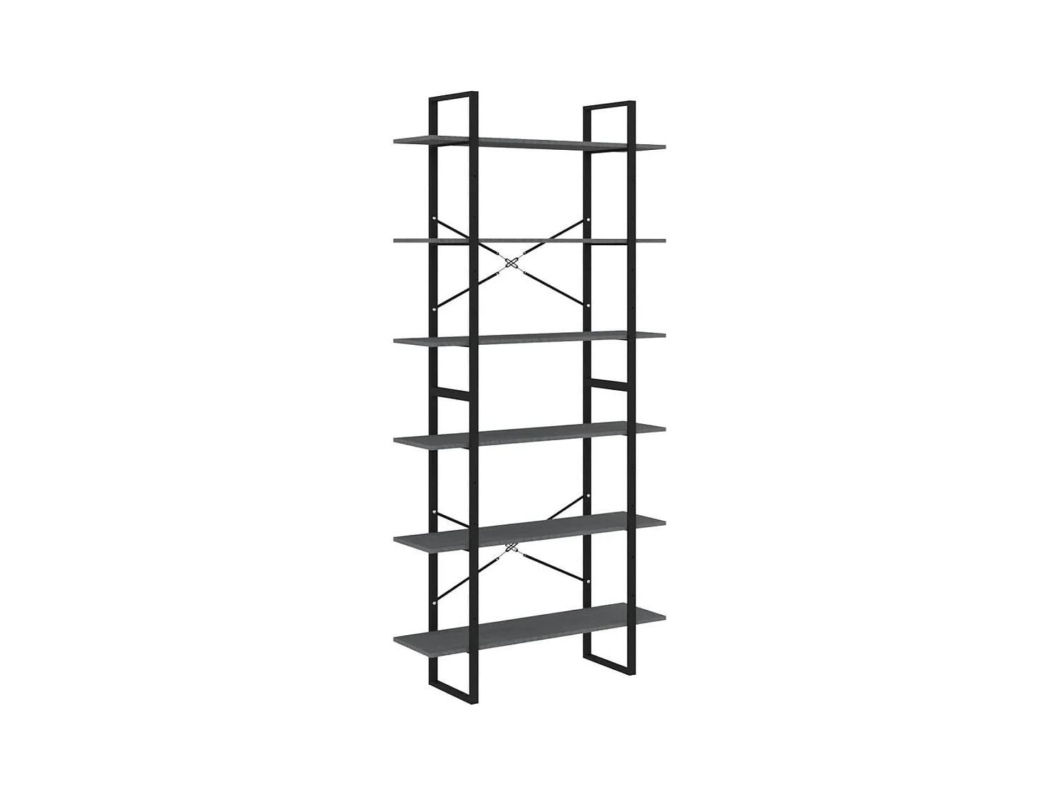 Scaffale Alto Grigio 100x30x210 cm in Legno Massello di Pino