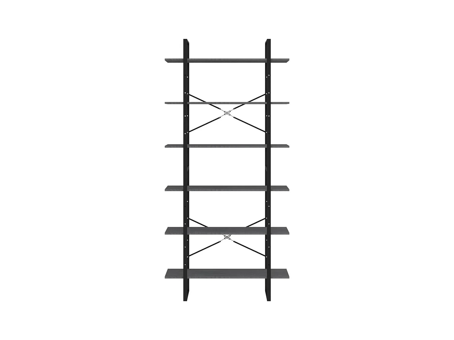 Scaffale Alto Grigio 100x30x210 cm in Legno Massello di Pino