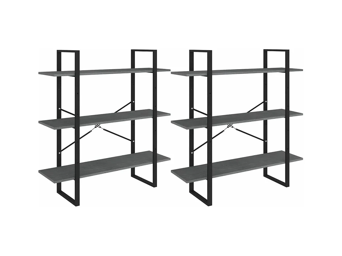 Scaffale Alto Grigio 100x30x210 cm in Legno Massello di Pino