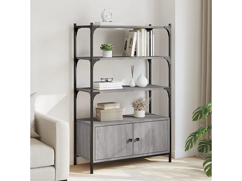 Bibliothèque à 3 niveaux sonoma gris 70x30x109,5 cm