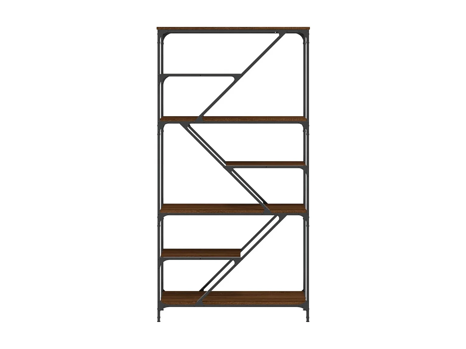 Boekenrek 91x36x176 cm bewerkt hout en staal bruin eikenkleur