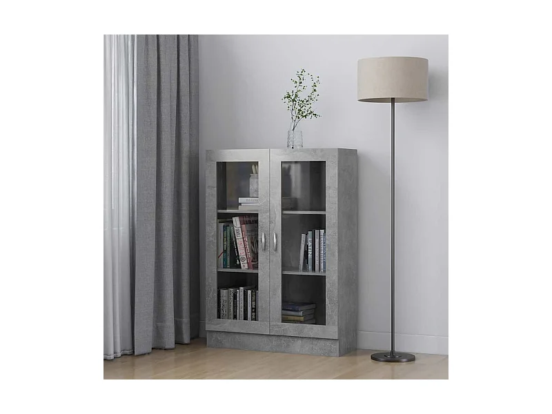 Armoire à vitrine Gris béton 82,5x30,5x115 cm Bois d'ingénierie