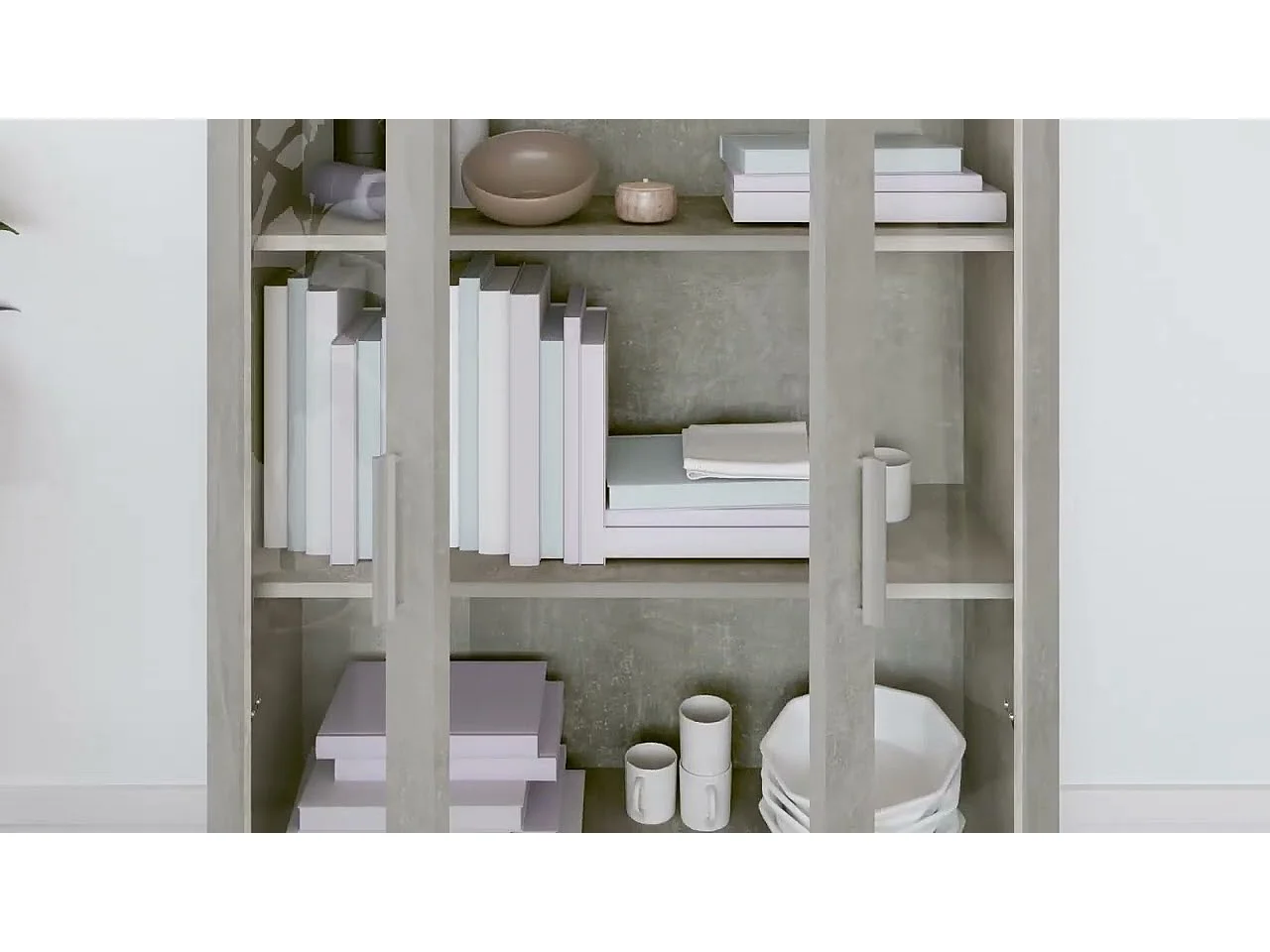 Armoire à vitrine Gris béton 82,5x30,5x115 cm Bois d'ingénierie