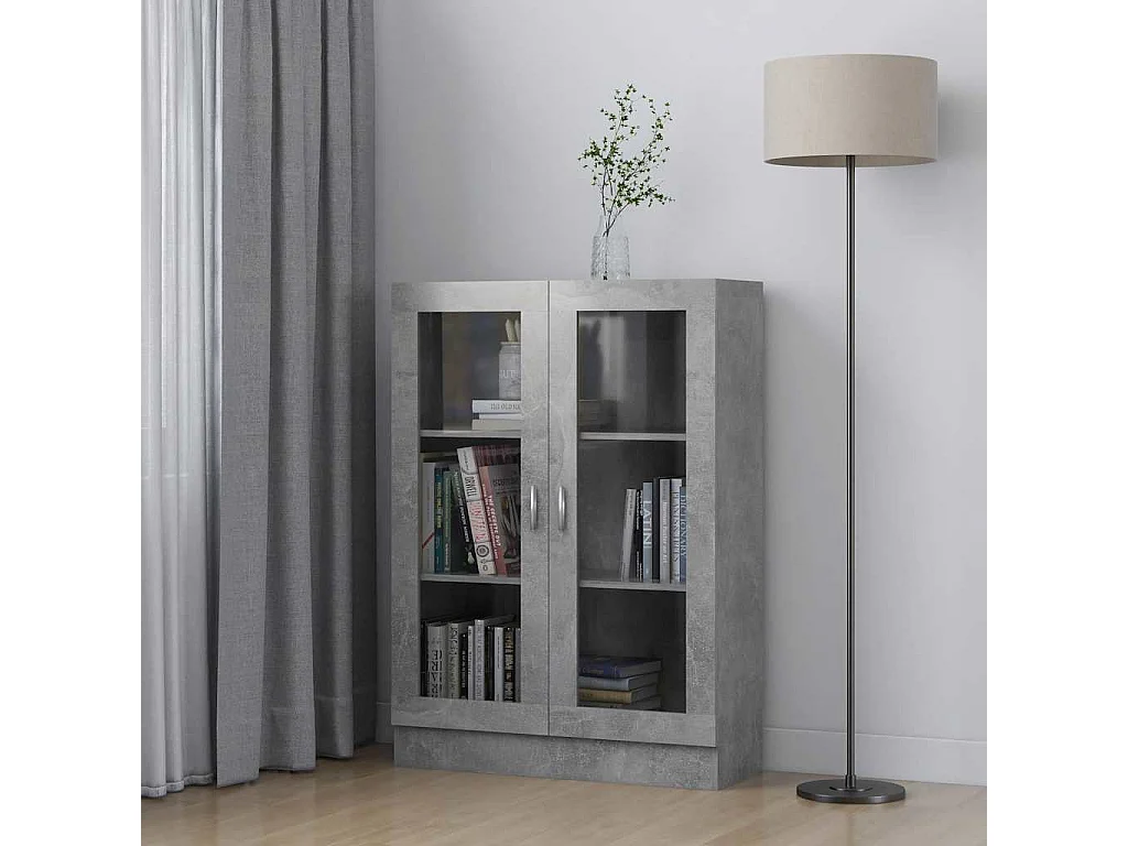 Armoire à vitrine Gris béton 82,5x30,5x115 cm Bois d'ingénierie