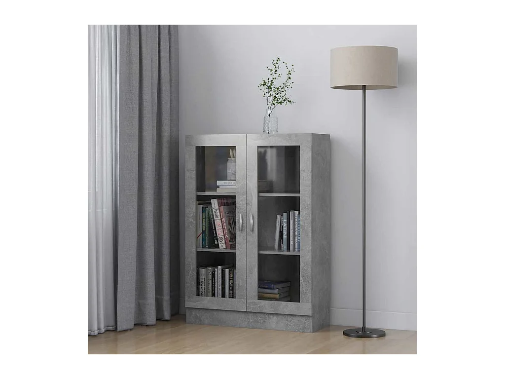 Vitrinekast 82,5x30,5x115 cm bewerkt hout betongrijs