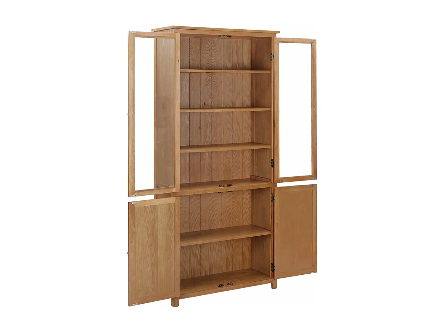 Estante com 4 portas 90x35x200 cm carvalho maciço e vidro