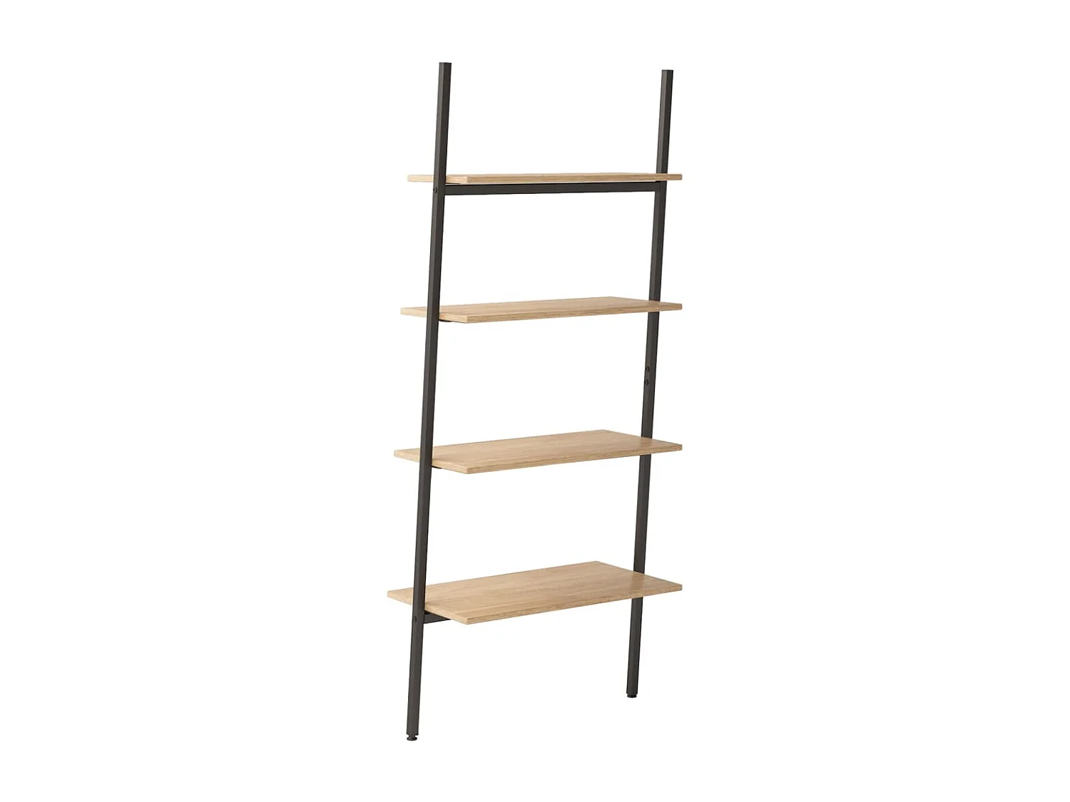 Leiterregal mit 4 Böden Hellbraun und Schwarz 64x34x150,5 cm