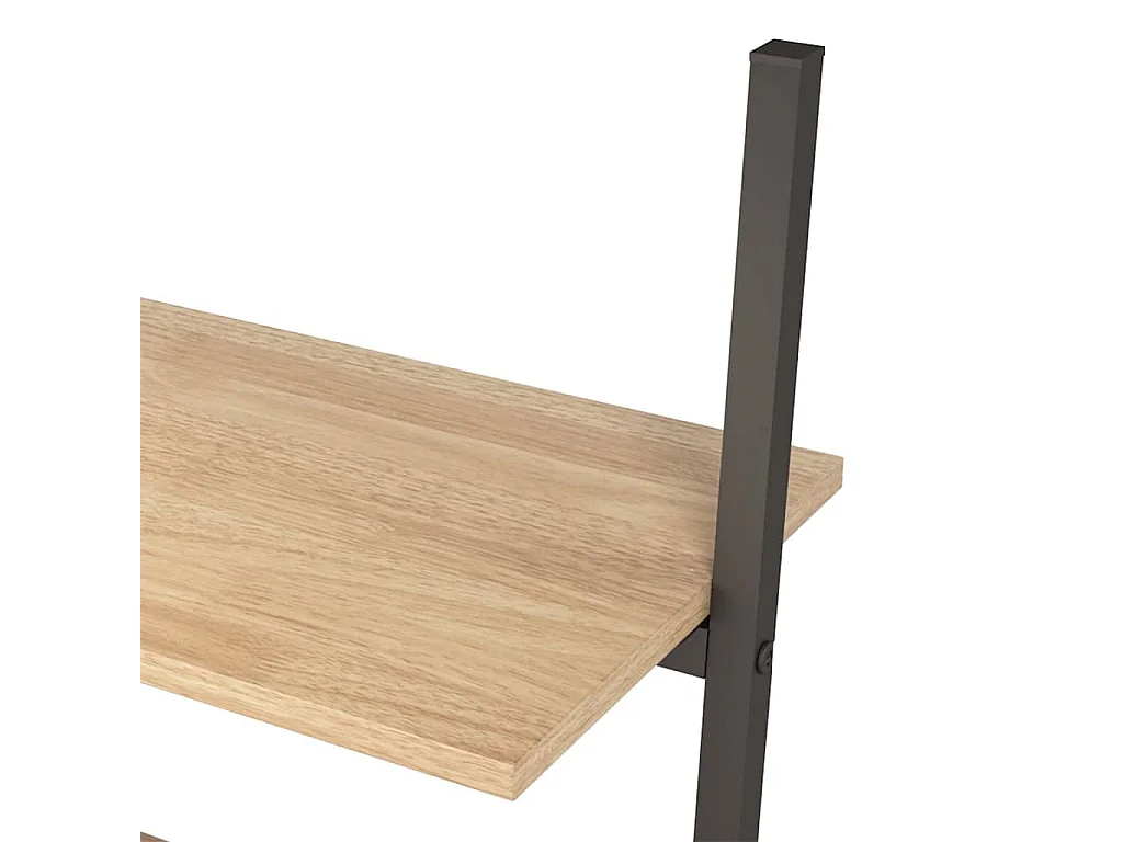 Ladderrek met 4 schappen 64x34x150,5 cm lichtbruin en zwart