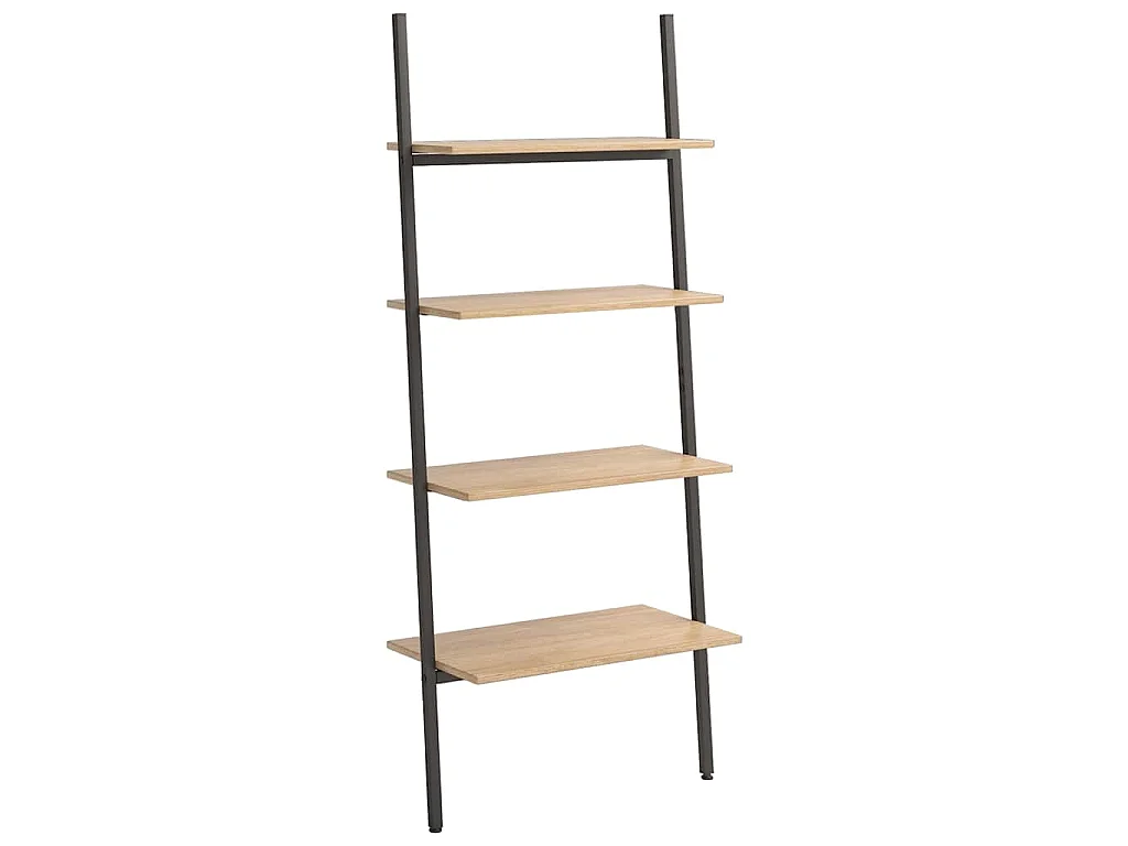Ladderrek met 4 schappen 64x34x150,5 cm lichtbruin en zwart