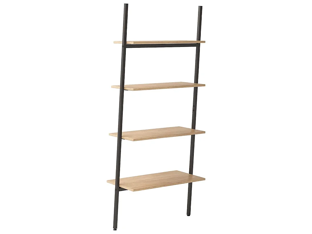 Ladderrek met 4 schappen 64x34x150,5 cm lichtbruin en zwart