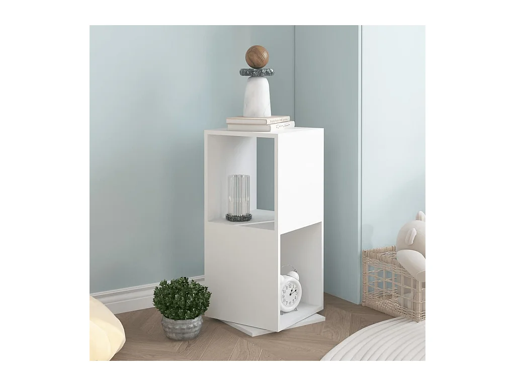Armoire rotative Blanc 34,5x34,5x75,5 cm bois d'ingénierie