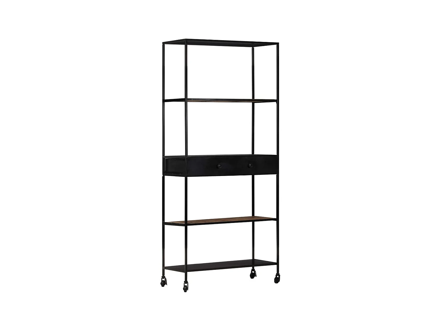 Libreria 80x35x180 cm in Legno di Mango Grezzo e Ferro