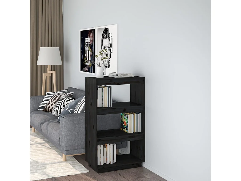 Estante/divisória 60x35x103 cm pinho maciço preto
