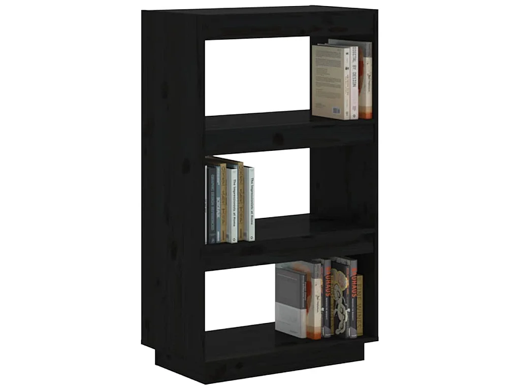 Bibliothèque/Séparateur de pièce Noir 60x35x103 cm Pin massif