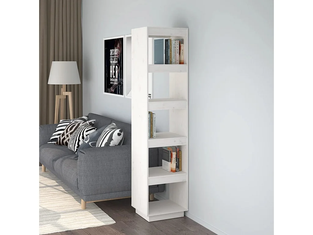 Bibliothèque/Séparateur de pièce Blanc 40x35x167 cm Pin solide