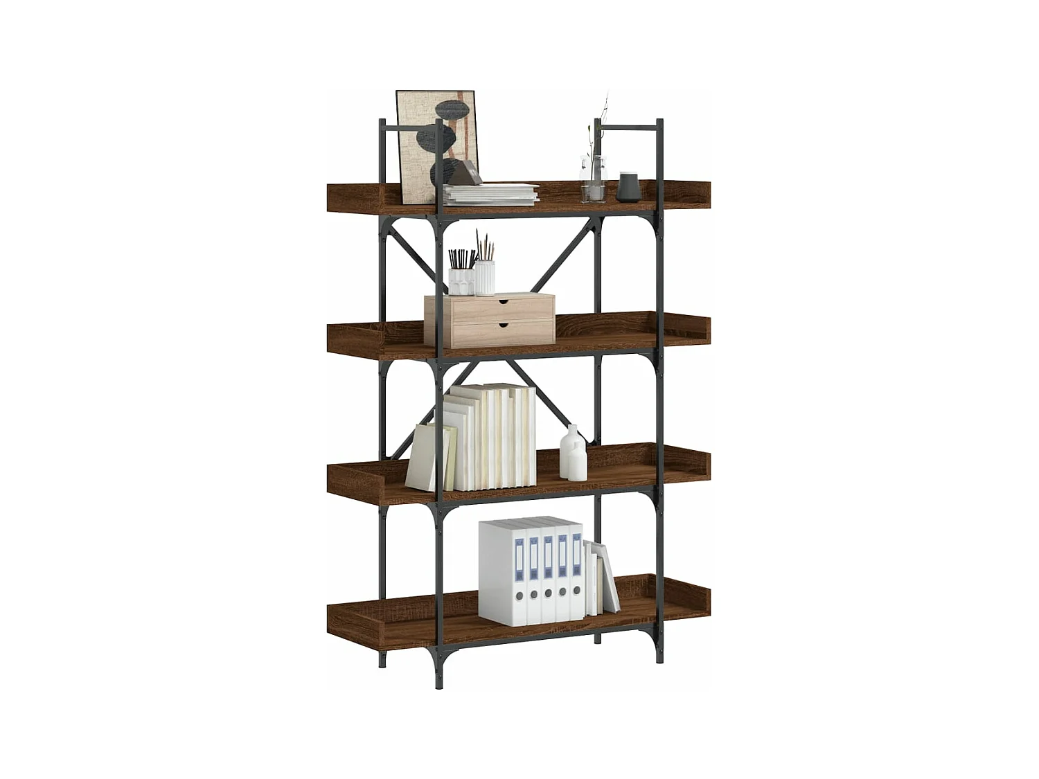 Libreria 4Ripiani Rovere Marrone 100x33x145,5 Legno Multistrato
