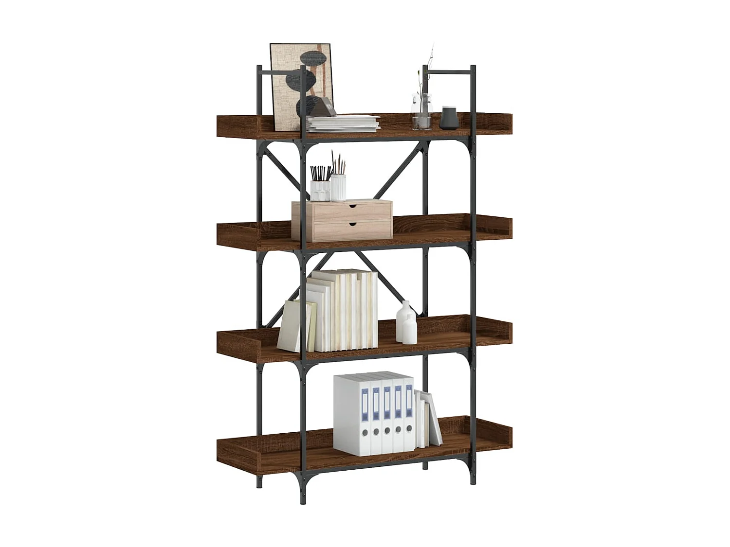 Bibliothèque 4 niveaux chêne marron 100x33x145,5 cm