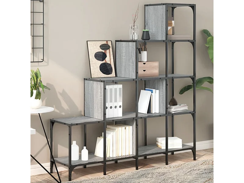 Bibliothèque sonoma gris 122x30x132 cm bois ingénierie et métal