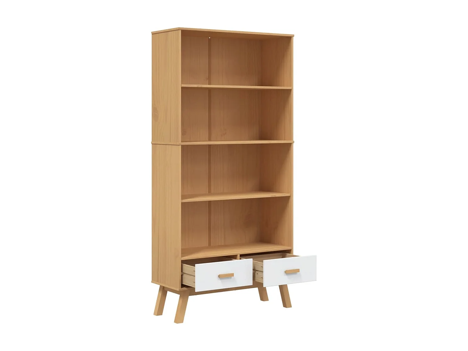 Estante c/ 4 prateleiras OLDEN pinho maciço branco/castanho