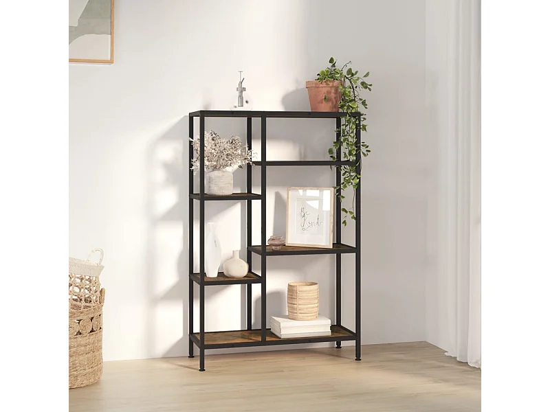 Scaffale per Libri 80x30x120 cm Acciaio e Legno Multistrato