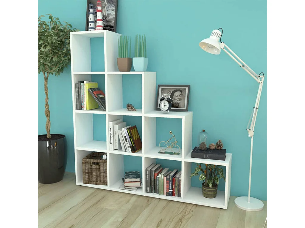 Libreria / Scaffale Espositore a Scala 142 cm Bianco
