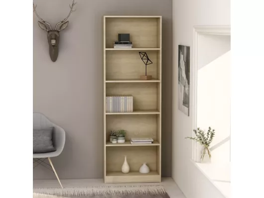 Kauf Unique Bücherregal 5 Fächer Sonoma-Eiche 60x24x175 cm Holzwerkstoff