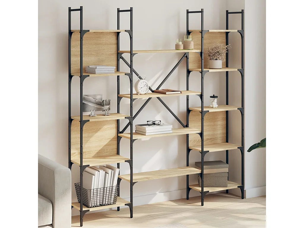 Bibliothèque chêne sonoma 155,5x24x166,5 cm bois d'ingénierie