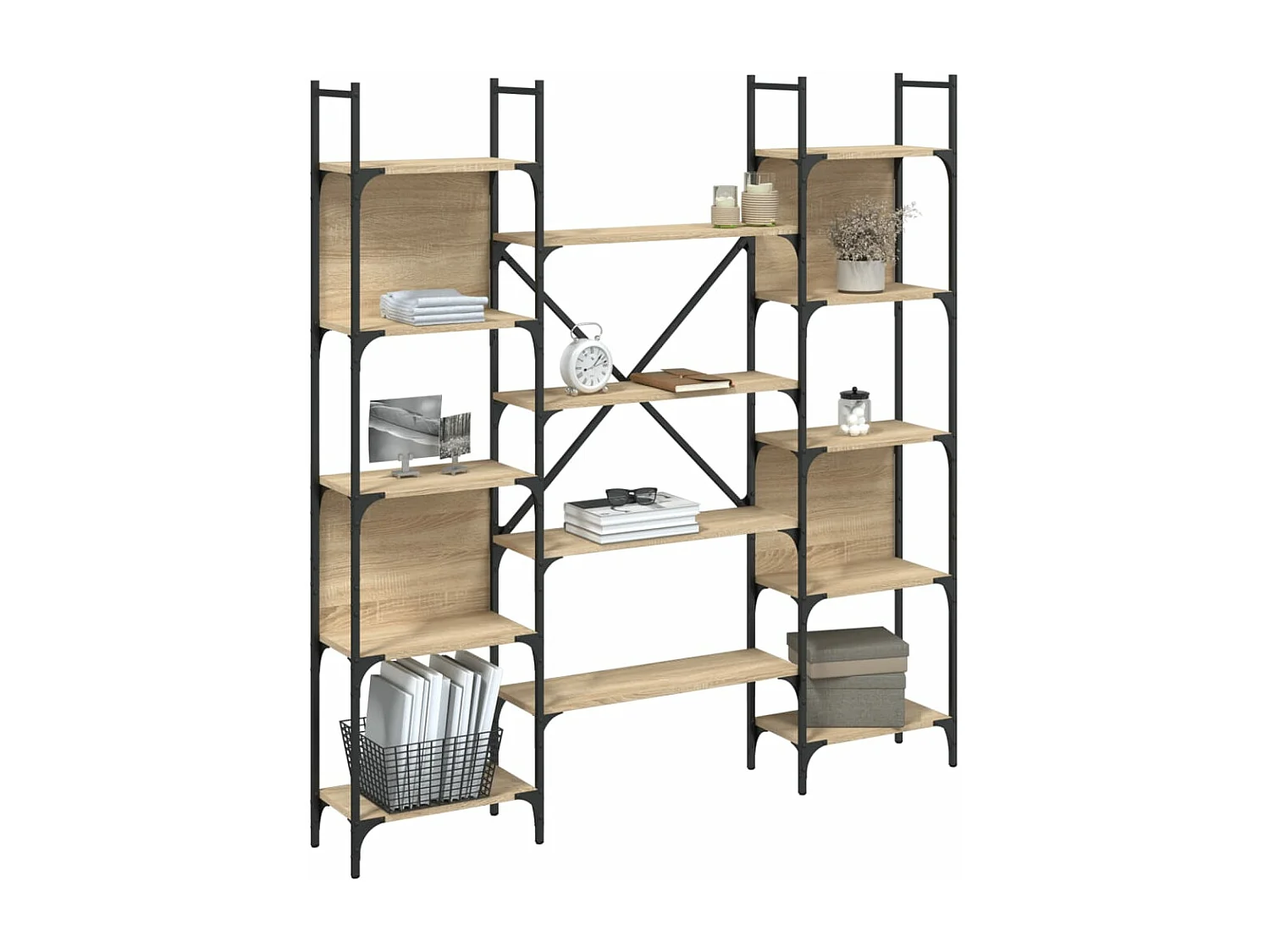 Bibliothèque chêne sonoma 155,5x24x166,5 cm bois d'ingénierie