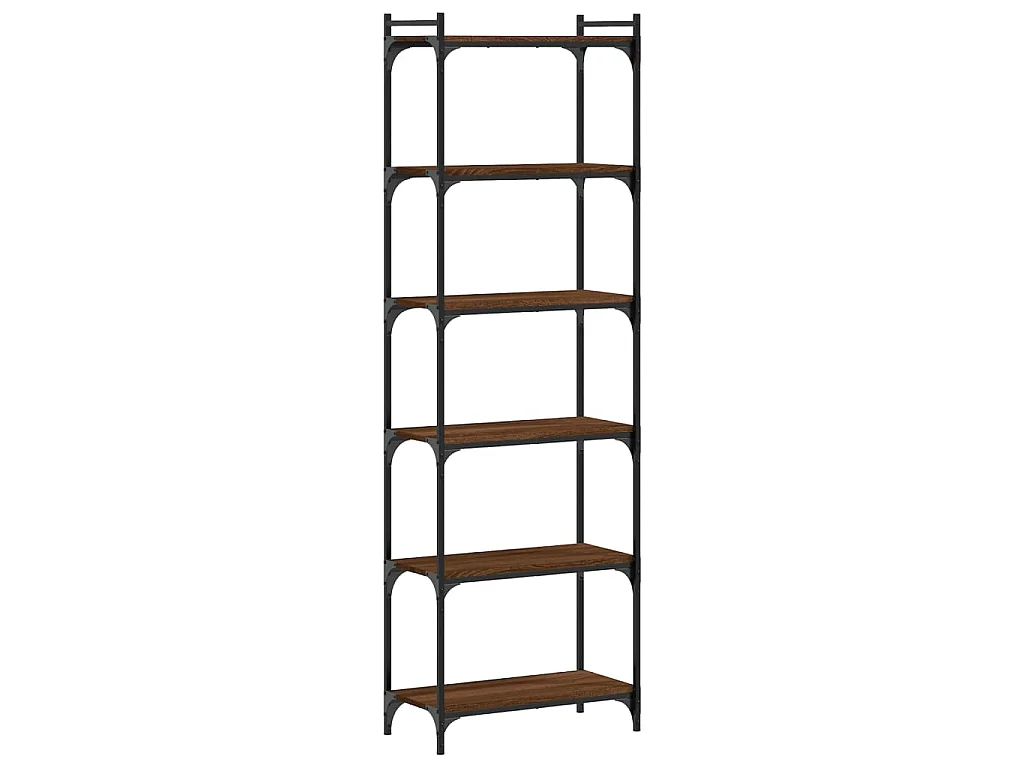 Boekenkast 6-laags 60x30x188 cm bewerkt hout bruin eikenkleur