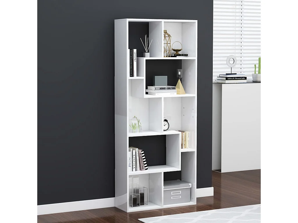 Bibliothèque Blanc brillant 67x24x161 cm Bois d'ingénierie