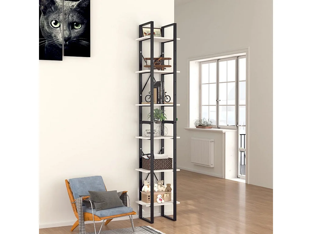 Bücherregal 6 Fächer Weiß 40x30x210 cm Holzwerkstoff