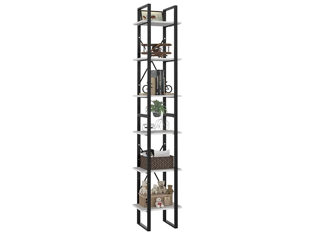 Bibliothèque à 6 niveaux blanc 40x30x210 cm bois ingénierie