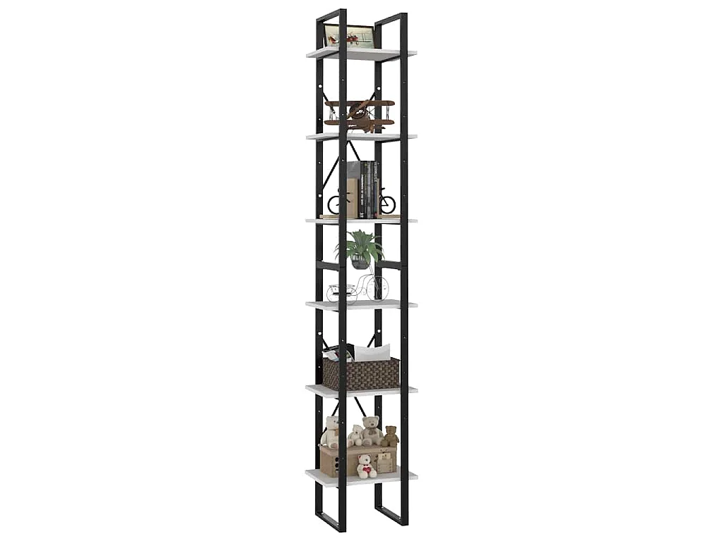 Bibliothèque à 6 niveaux blanc 40x30x210 cm bois ingénierie