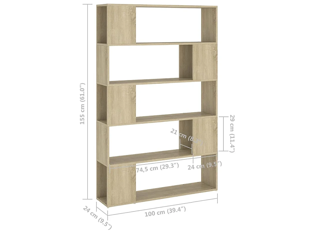 Bibliothèque/Séparateur de pièce Chêne sonoma Bois d'ingénierie