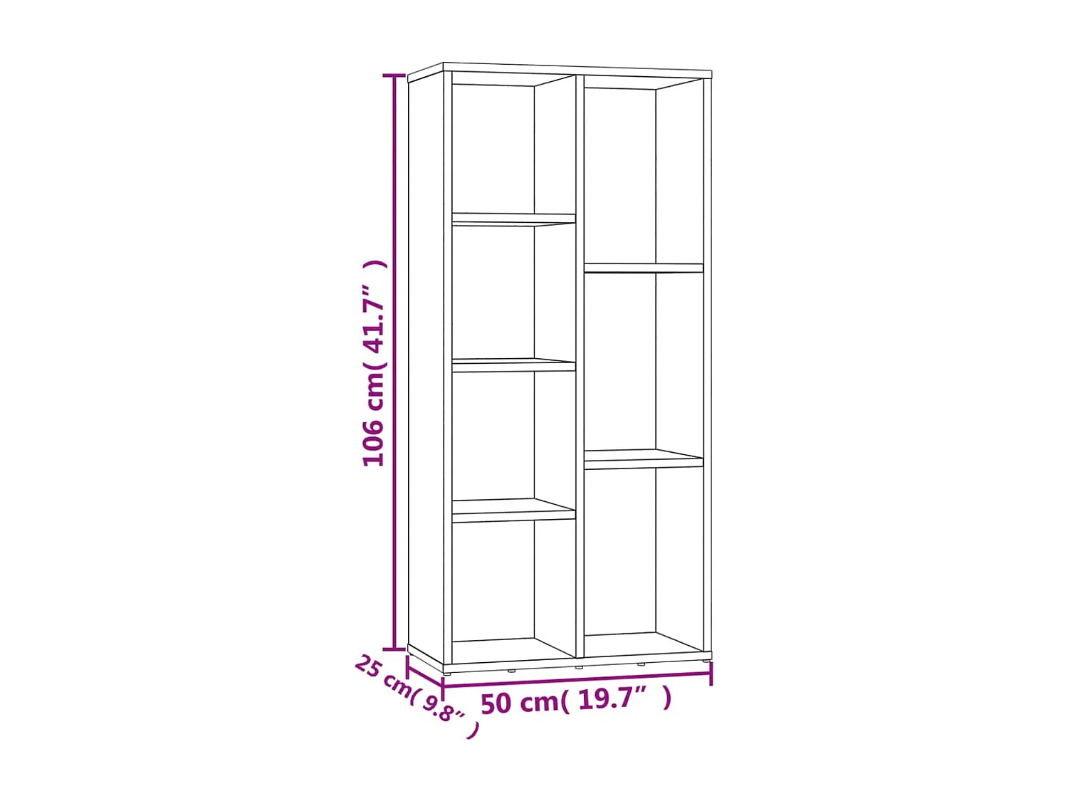 Armoire à livres Chêne fumé 50x25x106 cm