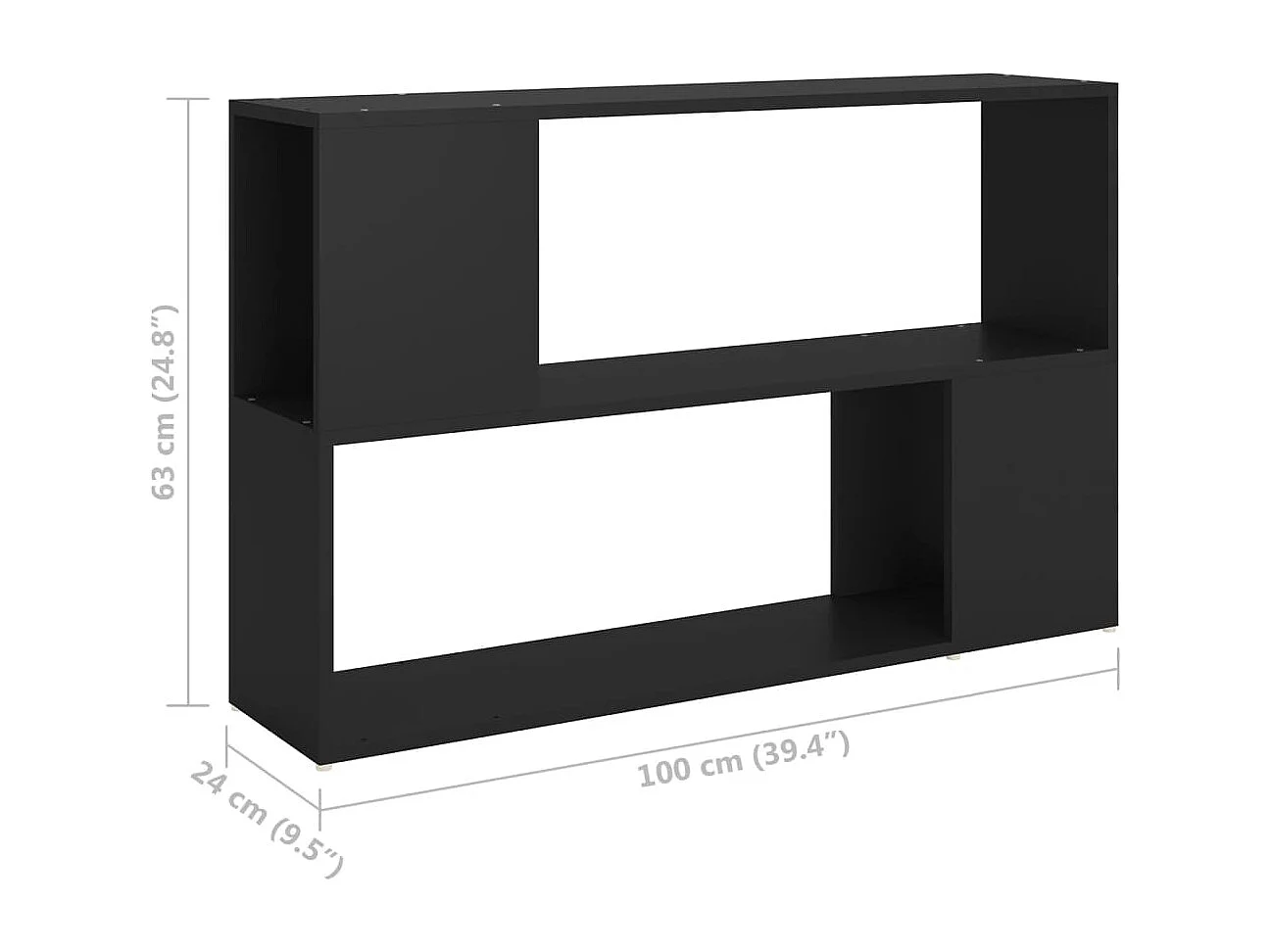 Boekenkast 100x24x63 cm bewerkt hout zwart