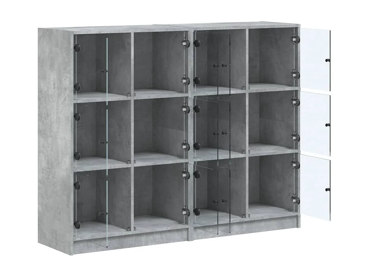 Bibliothèque avec portes gris béton 136x37x109 cm