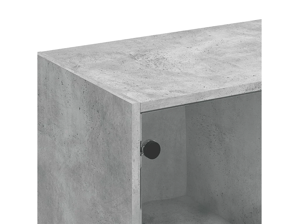 Bibliothèque avec portes gris béton 136x37x109 cm